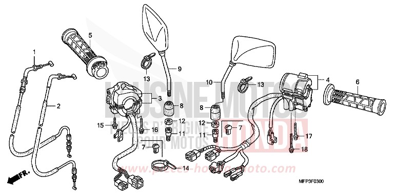 SWITCH/CABLE for CB1300 Super Bold'or ABS PEARL SUNBEAM WHITE (NHA66DF) from 2009